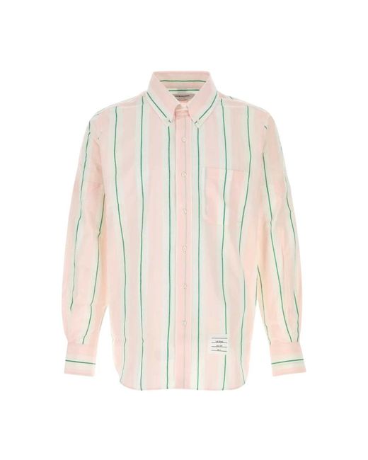 Thom Browne Gestreiftes Button-Down-Hemd in White für Herren