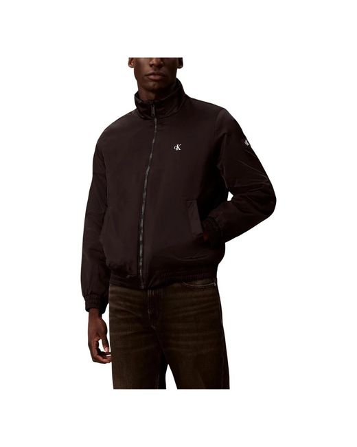 Calvin Klein Jassen ,Zwart ,Polyester Ls Padded Harrington in het Blue voor heren