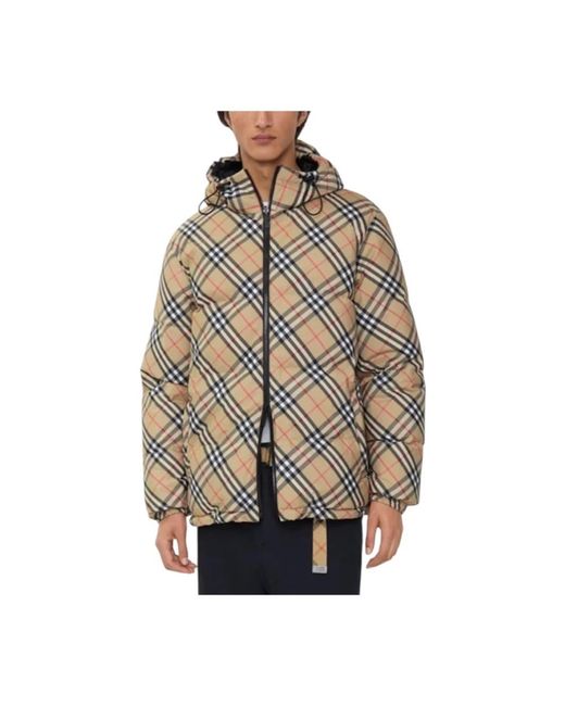 Burberry Reversible Check Kapuzen-Pufferjacke in Brown für Herren