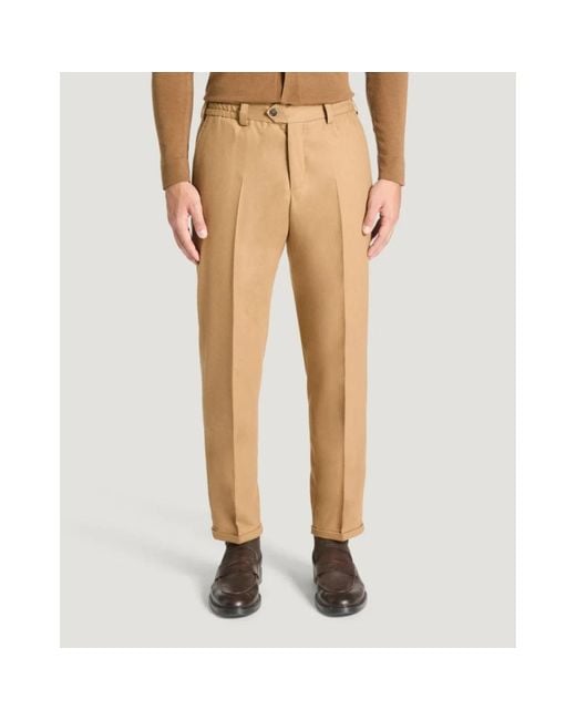 Straight Trousers PT Torino de hombre de color Natural