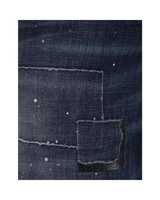 DSquared² Blaue skater-jeans mit used-look in Blue für Herren