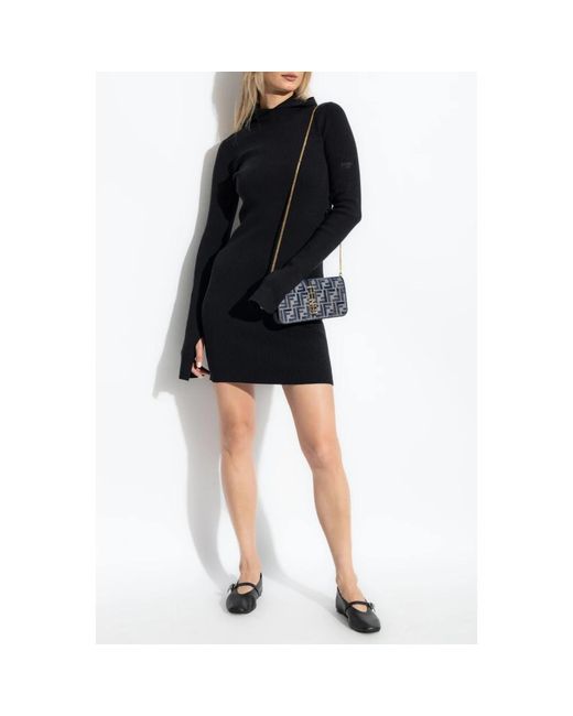 Fendi Kleedjes ,Zwart ,Wol Hooded Dress in het Black