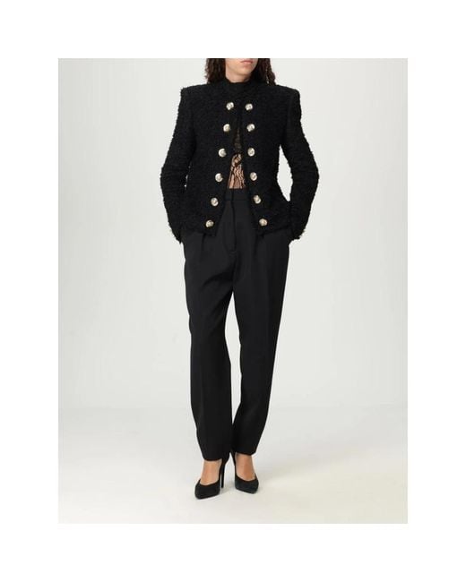 Balmain Black Jacke Mit Struktur Und Knöpfen