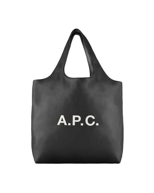 A.P.C. Black Schwarze recycelte leder tote tasche