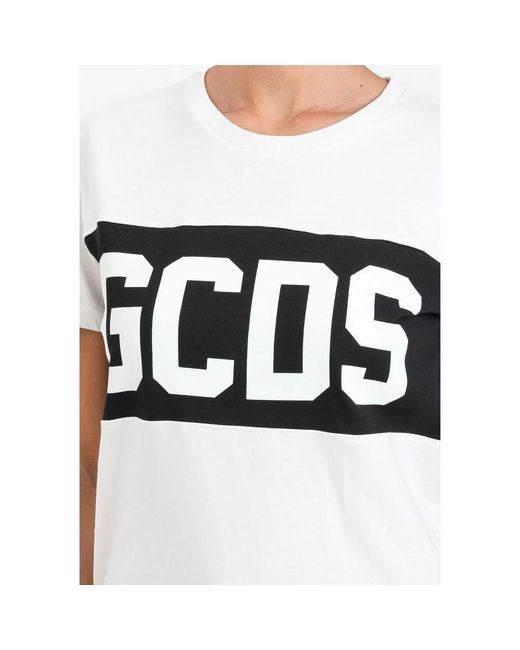 Gcds Wit T-Shirt Met Korte Mouwen Sportieve Stijl in het White