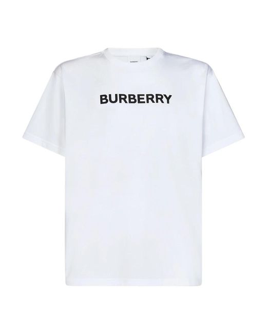 T-shirt e polo bianche con girocollo a coste di Burberry in White da Uomo