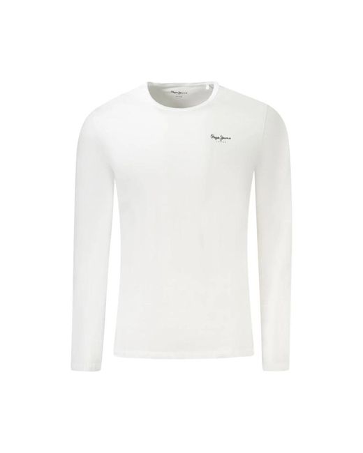 Pepe Jeans White Long Sleeve Tops for men