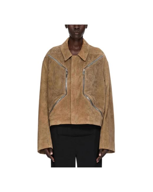 Rick Owens Brown Leather Jackets