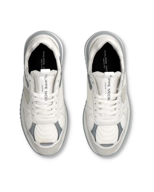 Philippe Model Graue sneakers aus leder und stoff in Metallic für Herren