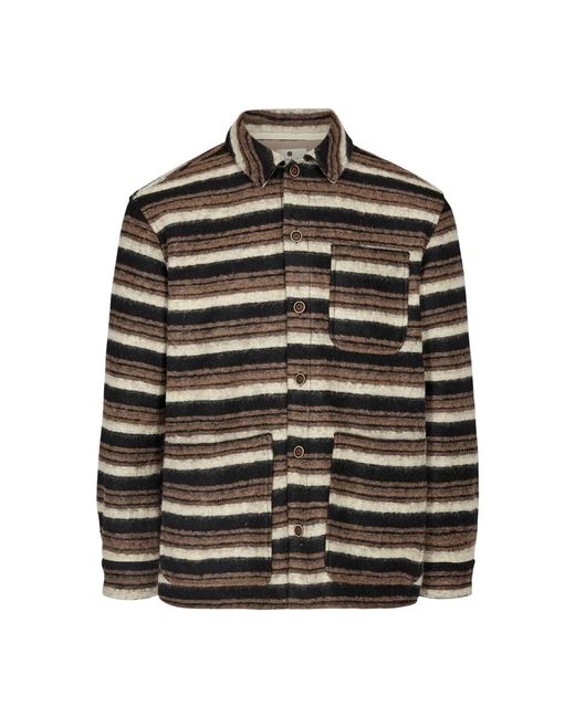 Anerkjendt Jassen ,Bruin ,Wol Gestreepte Wol Overshirt Jas Vest in het Black voor heren