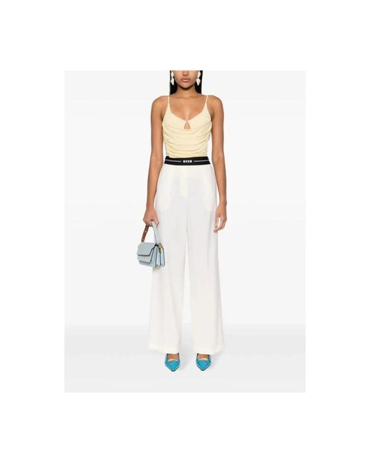 MSGM Broeken ,Wit ,Wol Pantalon Broeken in het White