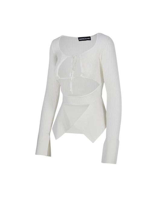 ANDREA ADAMO White Long Sleeve Tops