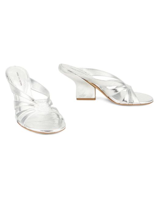 Dries Van Noten White Heeled Mules
