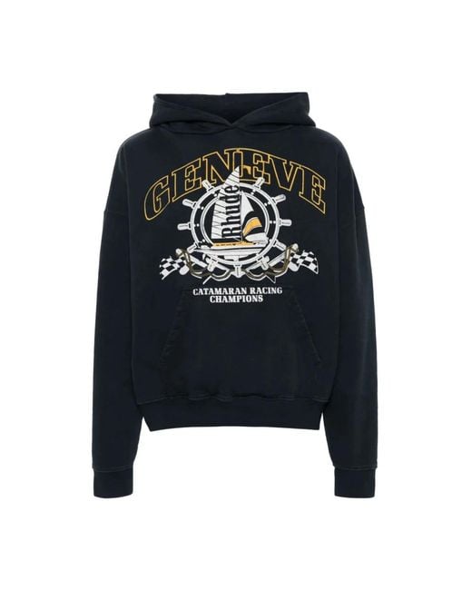 Rhude Hoodies & Sweatvesten ,Zwart ,Katoen Nautische Print Katoenen Hoodie in het Black voor heren