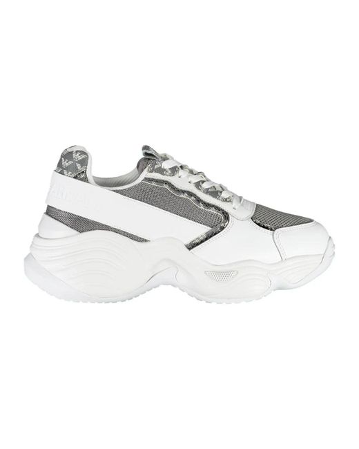 Emporio Armani Metallic Sportliche Weiße Sneaker Mit Logodruck