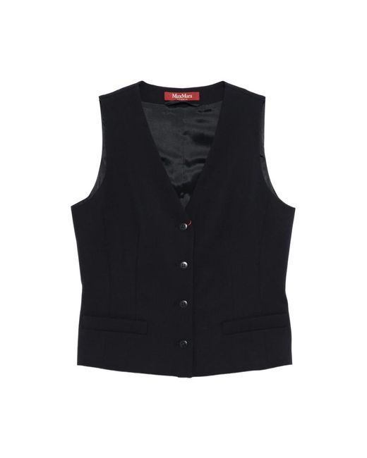 Max Mara Jassen ,Blauw ,Leer Gilet in het Black
