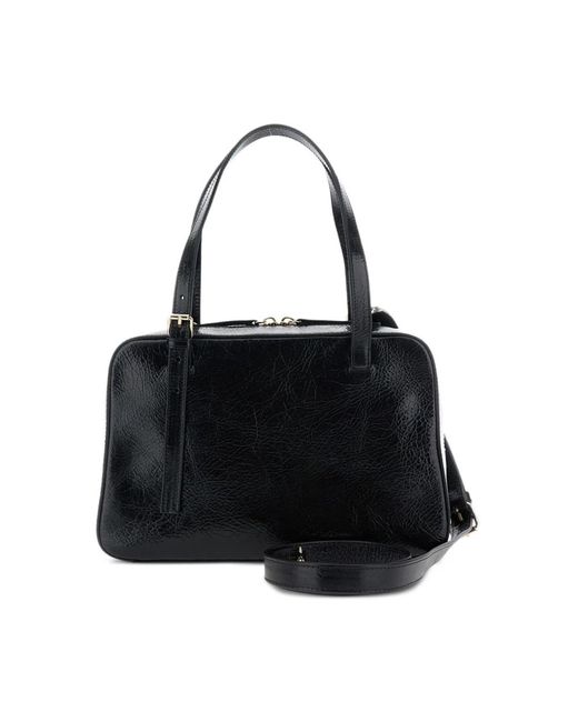 A.P.C. Black Schwarze Schultertasche Aus Genarbtem Leder