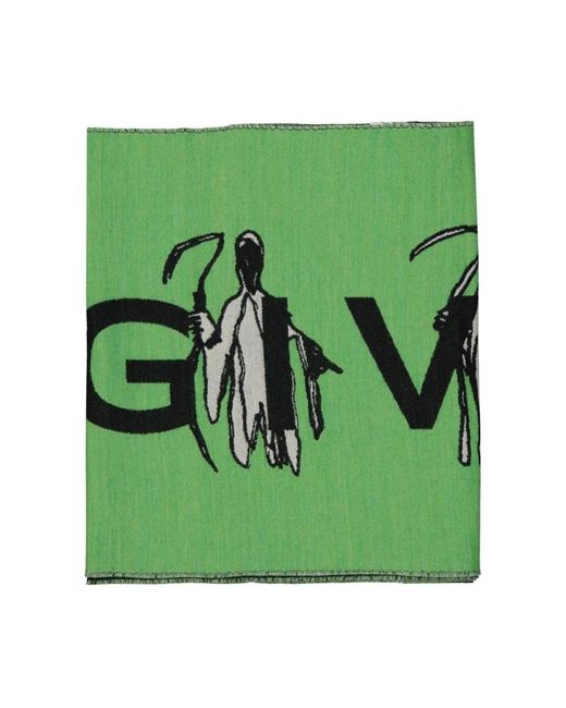 Givenchy Accessoires ,Groen ,Wol Logo Wool Scarf in het Green