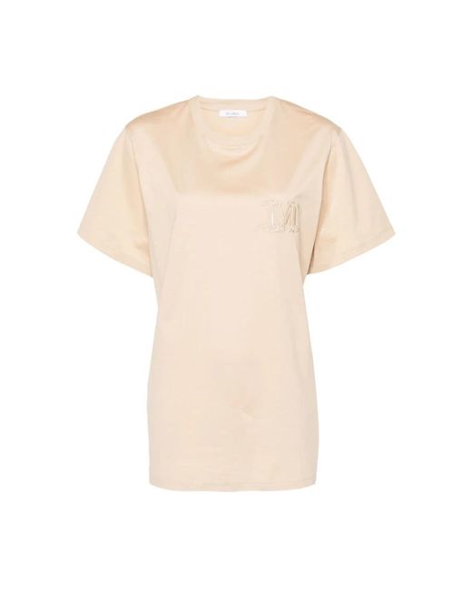Max Mara Bruin Katoen Korte Mouwen Tshirt in het Natural