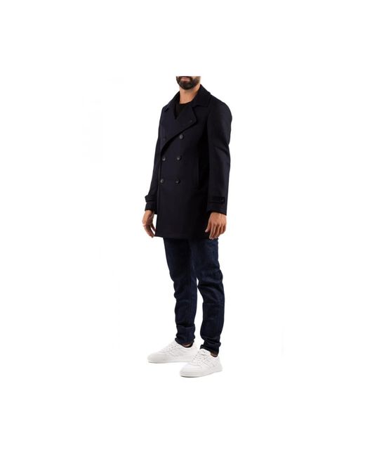 Tagliatore Jassen ,Blauw ,Wol Charlie Coat in het Black voor heren