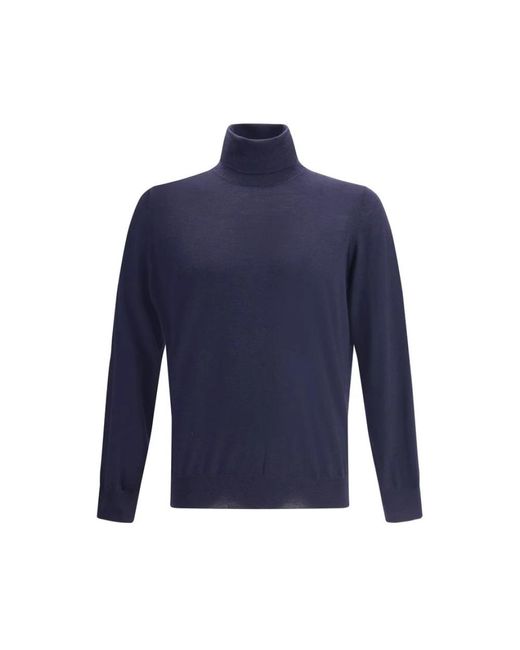 Brunello Cucinelli Woll Rollkragen Pullover in Blue für Herren
