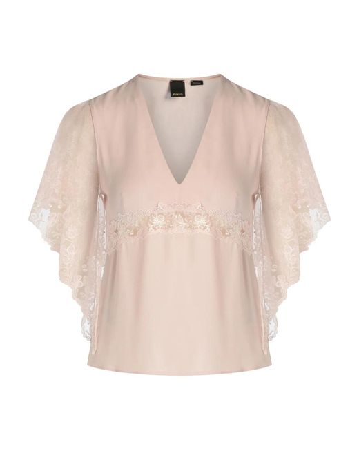 Pinko Natural Rosa spitzen v-ausschnitt top o