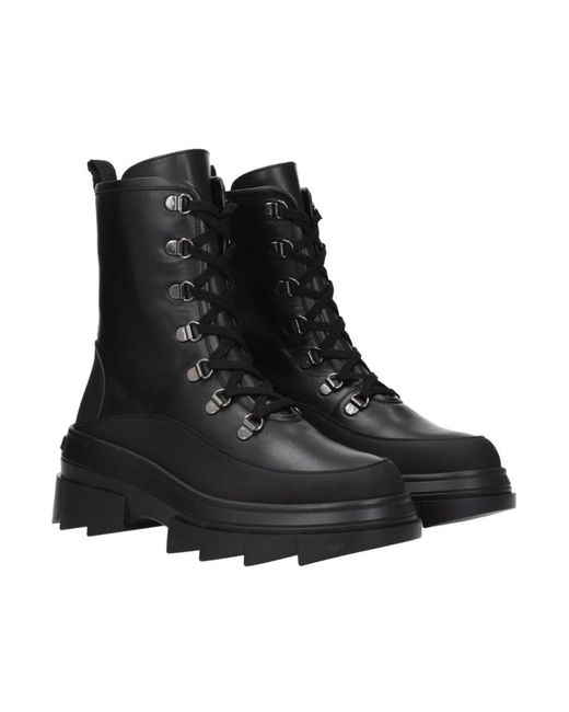 Stuart Weitzman Black Lace-Up Boots