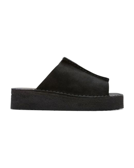 Clarks Black Sliders