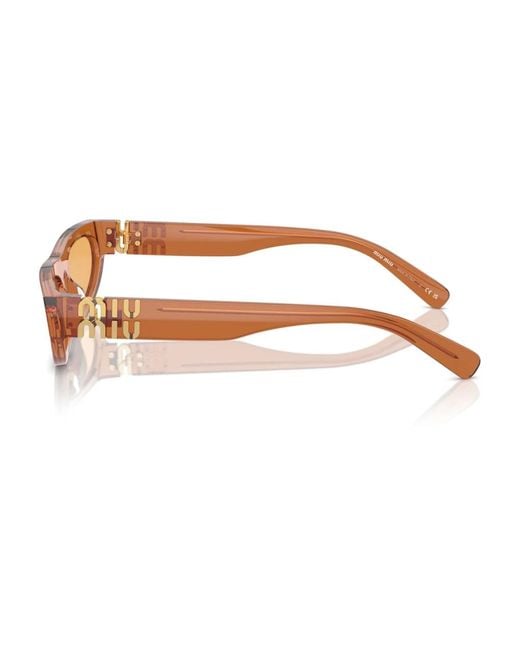 Miu Miu Brown Moderne karamell sonnenbrille mit gelben gläsern