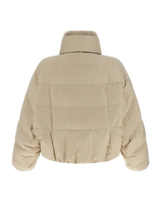 Brunello Cucinelli Cropped Down Jacket in het Natural