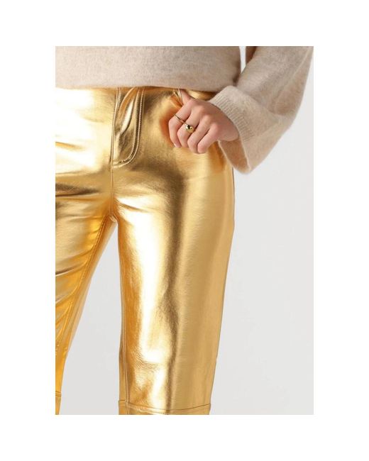 EDITED Broeken ,Geel ,Gouden Wijde Broek in het Metallic