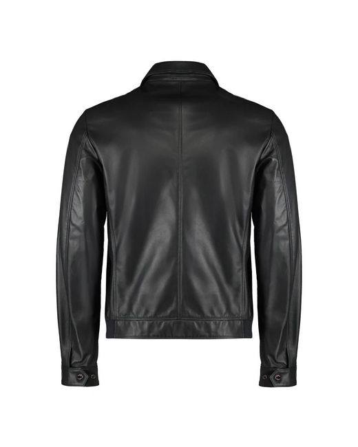 Moorer Black Leather Jackets for men