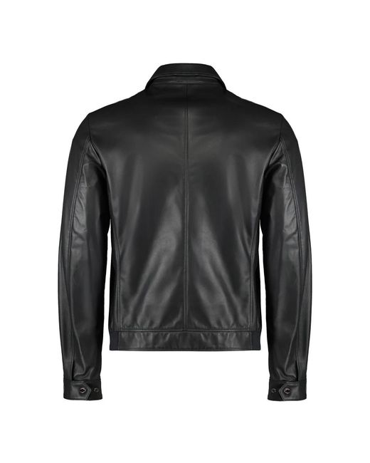 Moorer Lederjacke Mit Reißverschlusstaschen in Black für Herren