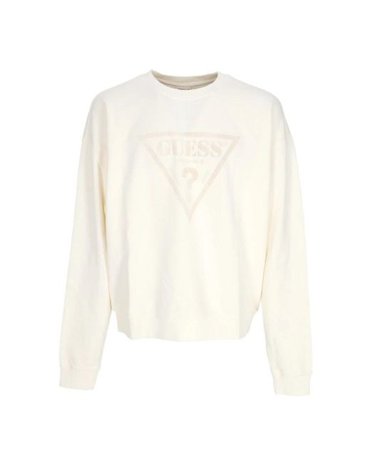 Guess Hoodies & Sweatvesten ,Katoen Vintage Triangle Crewneck Sweatshirt in het White voor heren