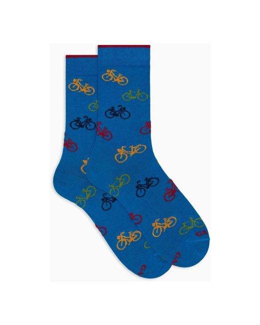 Gallo Kurze Baumwollsocken Für Herren Gemustert Fahrräder Hellblau in Blue für Herren