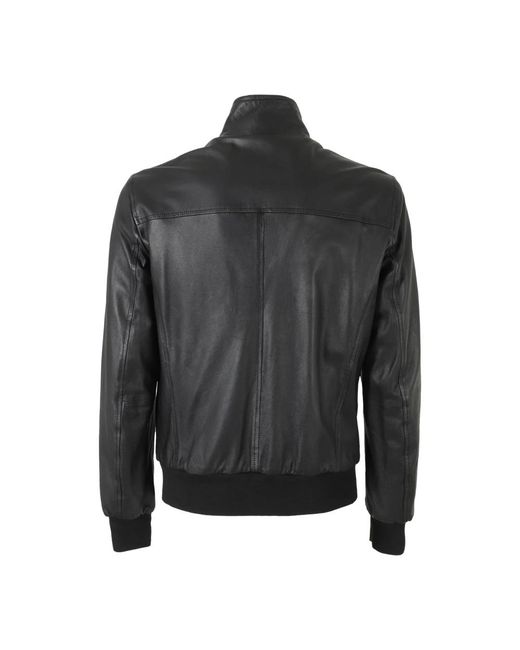 Stewart Black Leather Jackets for men