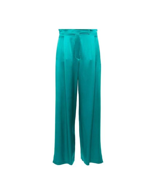 Pantalones verdes de seda de pierna ancha Max Mara de color Blue