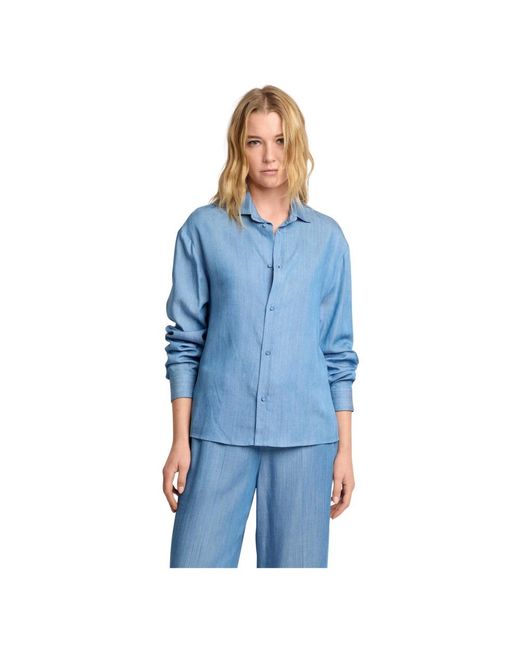 Kocca Overhemden ,Blauw ,Chique Blouse Met Lange Mouwen Voor Een Feestje in het Blue