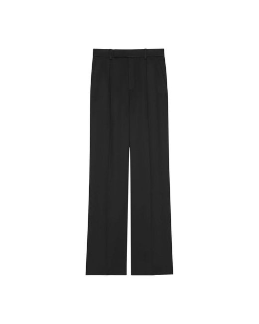 Saint Laurent Broeken ,Zwart ,Geplooide Zijden Broek in het Black
