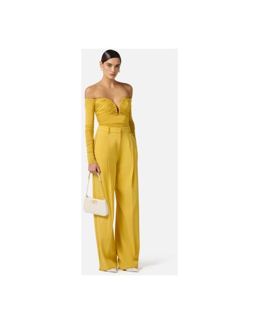 Elisabetta Franchi Yellow Wide Trousers