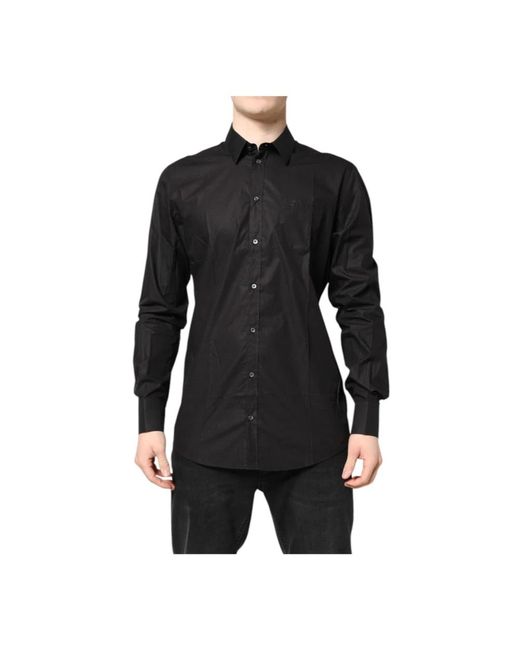 Dolce & Gabbana Black Gold Cotton Dress Formal Shirt for men