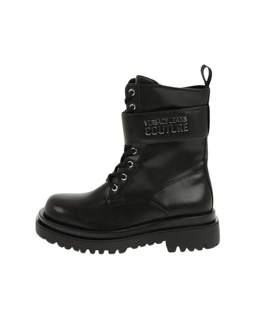 Versace Black Lace-Up Boots