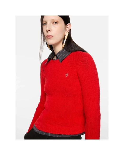 Acne Red Round-Neck Knitwear