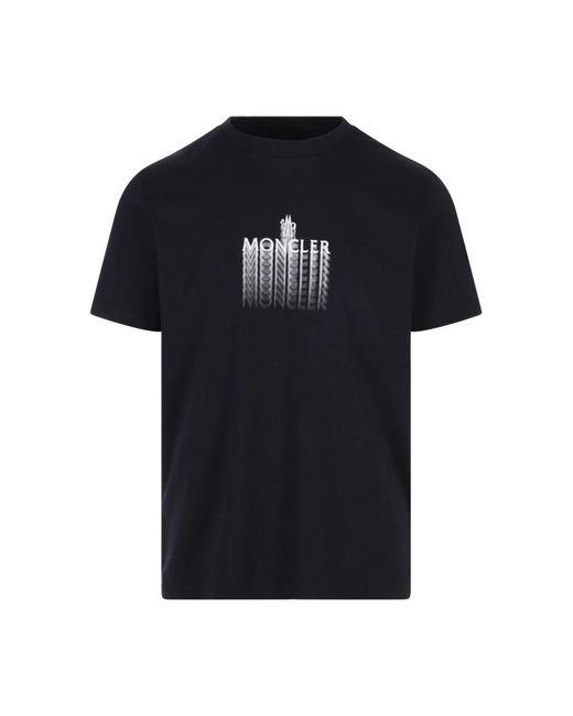 Moncler Blau Gradient Logo T-Shirt Und Polo in Black für Herren