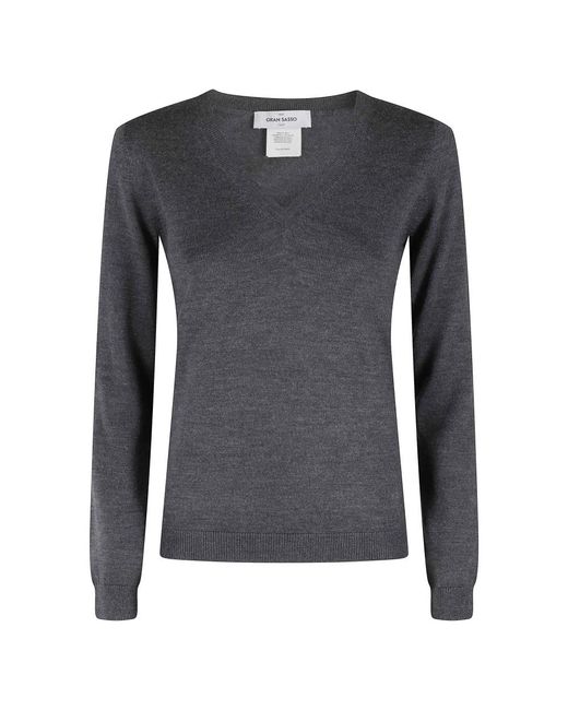 Gran Sasso V-Neck Knitwear in het Gray