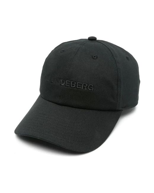 J.Lindeberg Accessoires ,Zwart ,Katoen Zwarte Katoenen Logo Cap Voor Mannen in het Black voor heren