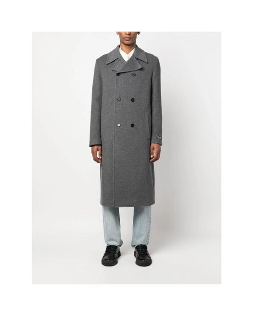 MSGM Gray Double-Breasted Coats for men