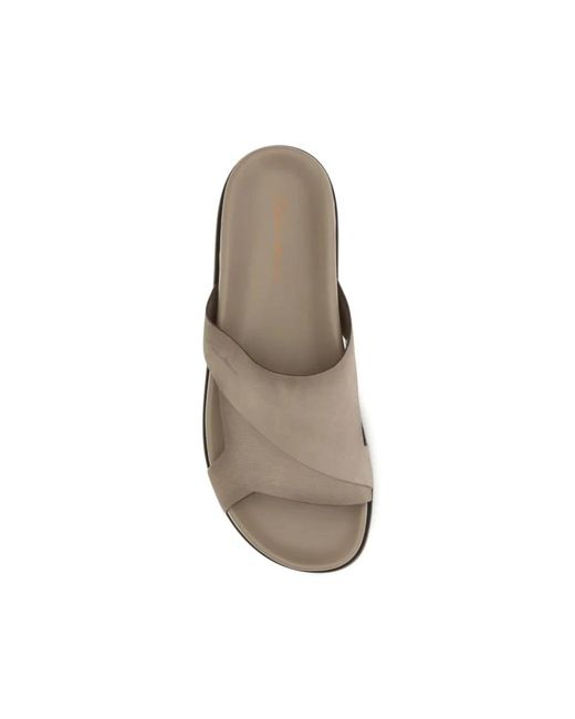 Santoni Brown Sliders for men