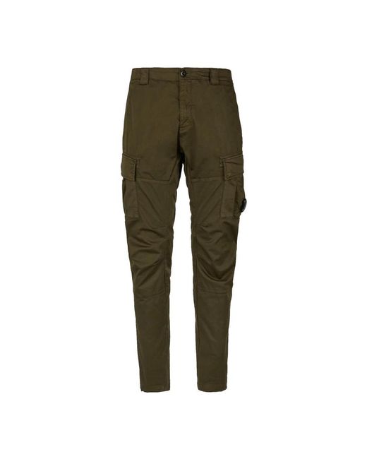 C P Company Green Stretch Sateen Lens Cargo Pants Ivy 46 for men