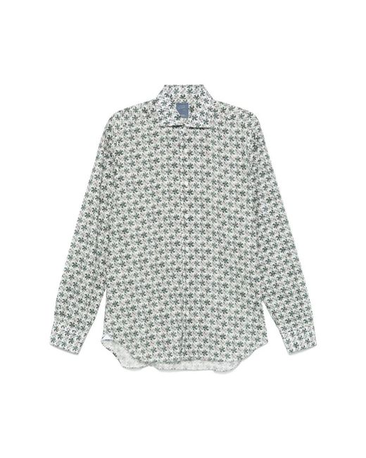Barba Napoli Weißes button-up hemd mit umlegekragen in Gray für Herren